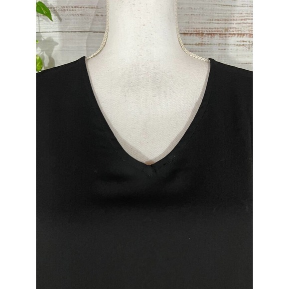 Nine West Tunic Blouse size Small Black Sheer Classic Career Church Modest Slim - Picture 3 of 9
